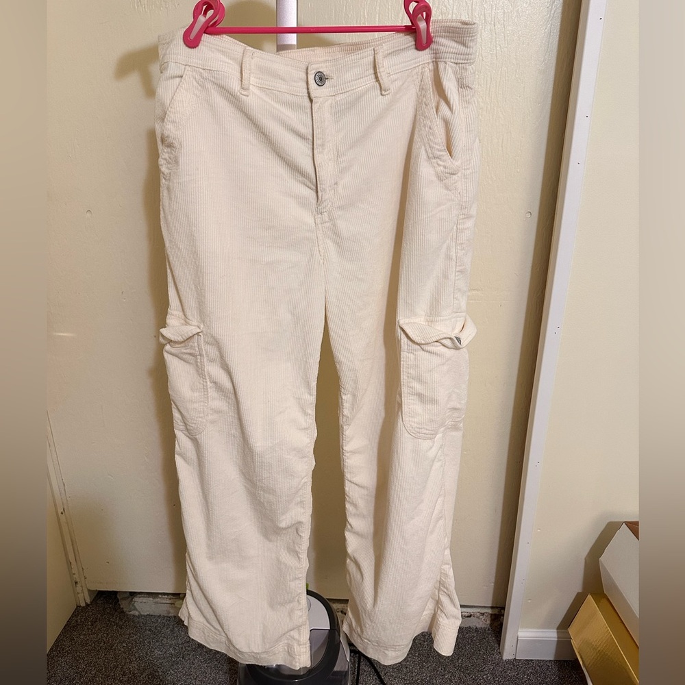 American Eagle Outfitters Cream Corduroy Cargo Pants